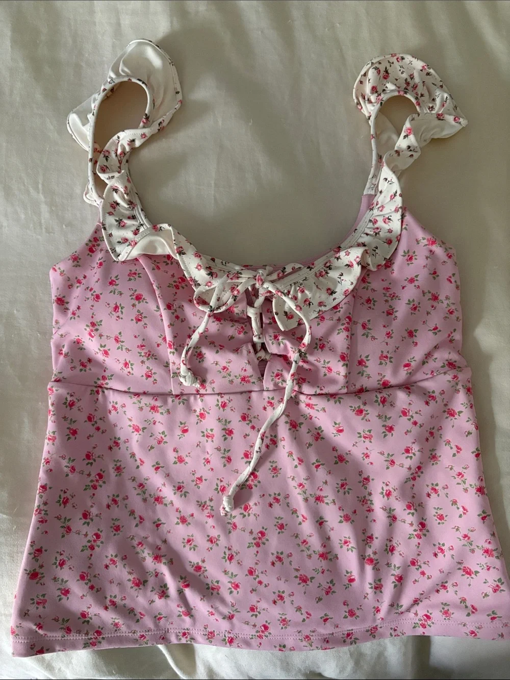 Blogilates Floral Ruffle Tank Top - Picture 2 of 3